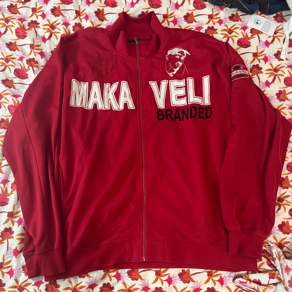 MAKAVELI BRANDED 2Pac Men's 4X Full Zip Track Jacket Sweatshirt